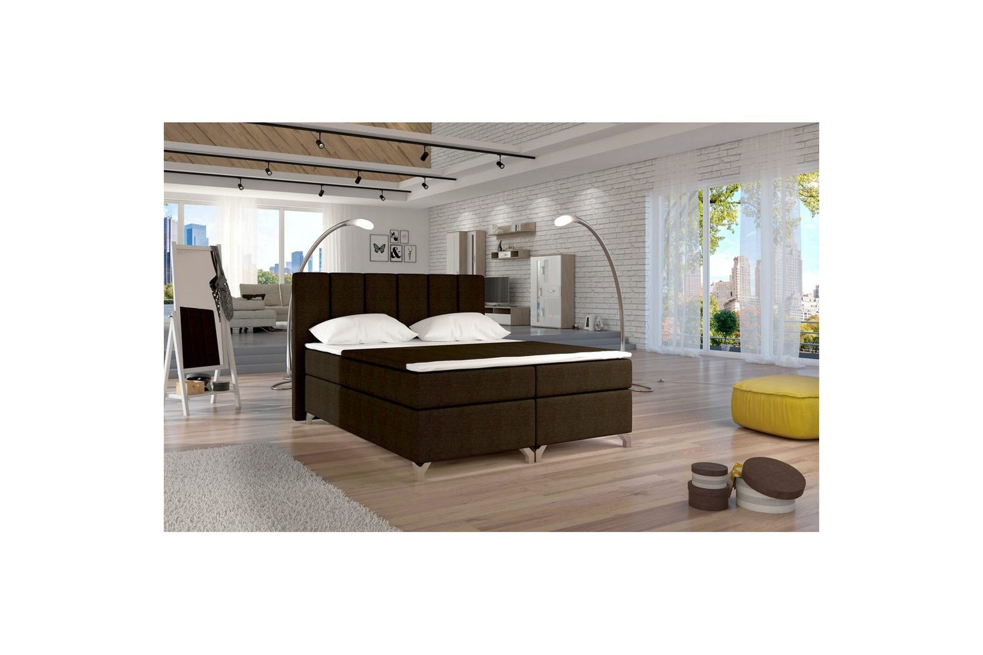 Box Spring Eltap Basilio - Sawana 26, Brun, 140x200 cm