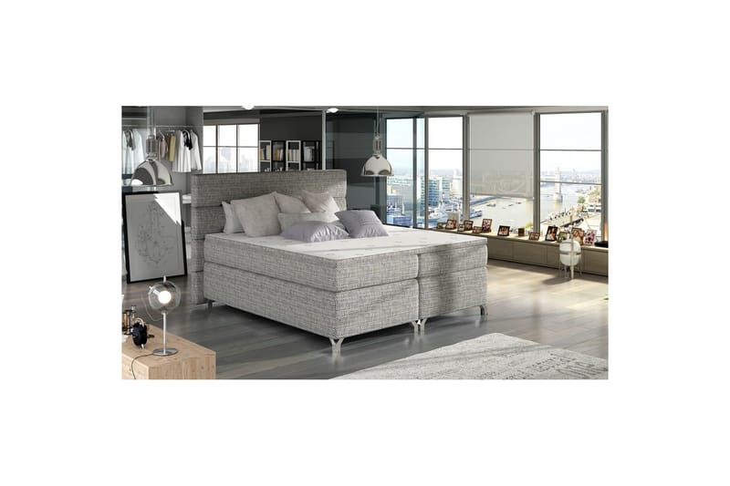 Boxspring Eltap Amadeo - Berlin 01, Grå, 140x200 cm - Møbler - Senger - Komplett sengepakke