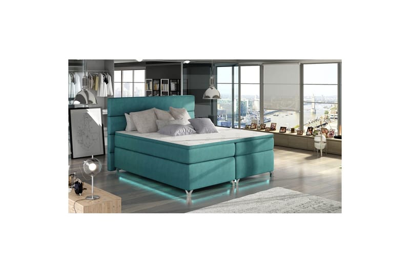 Boxspring Eltap Amadeo med LED, Orinoco 85, Blå, 160x200 cm