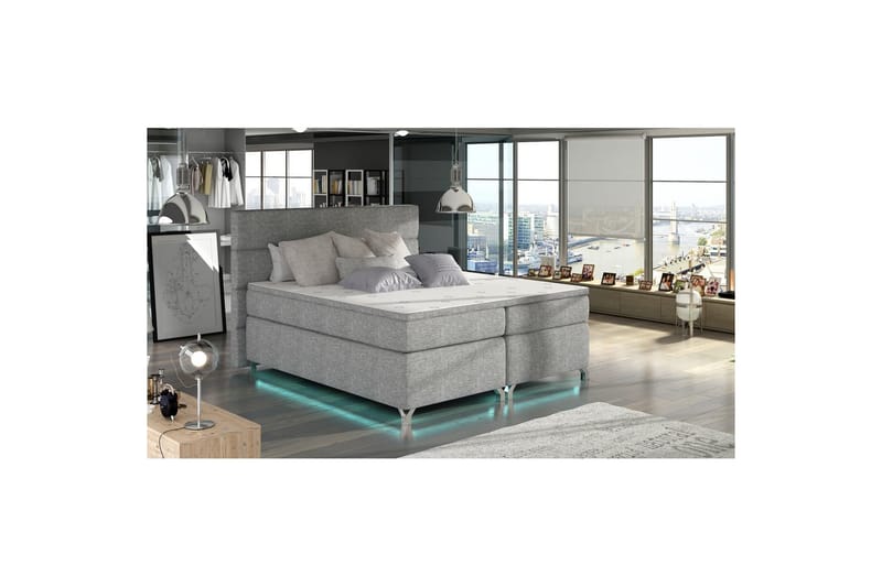 Boxspring Eltap Amadeo med LED - Sawana 21, Grå, 160x200 cm - Møbler - Senger - Kontinentalsenger