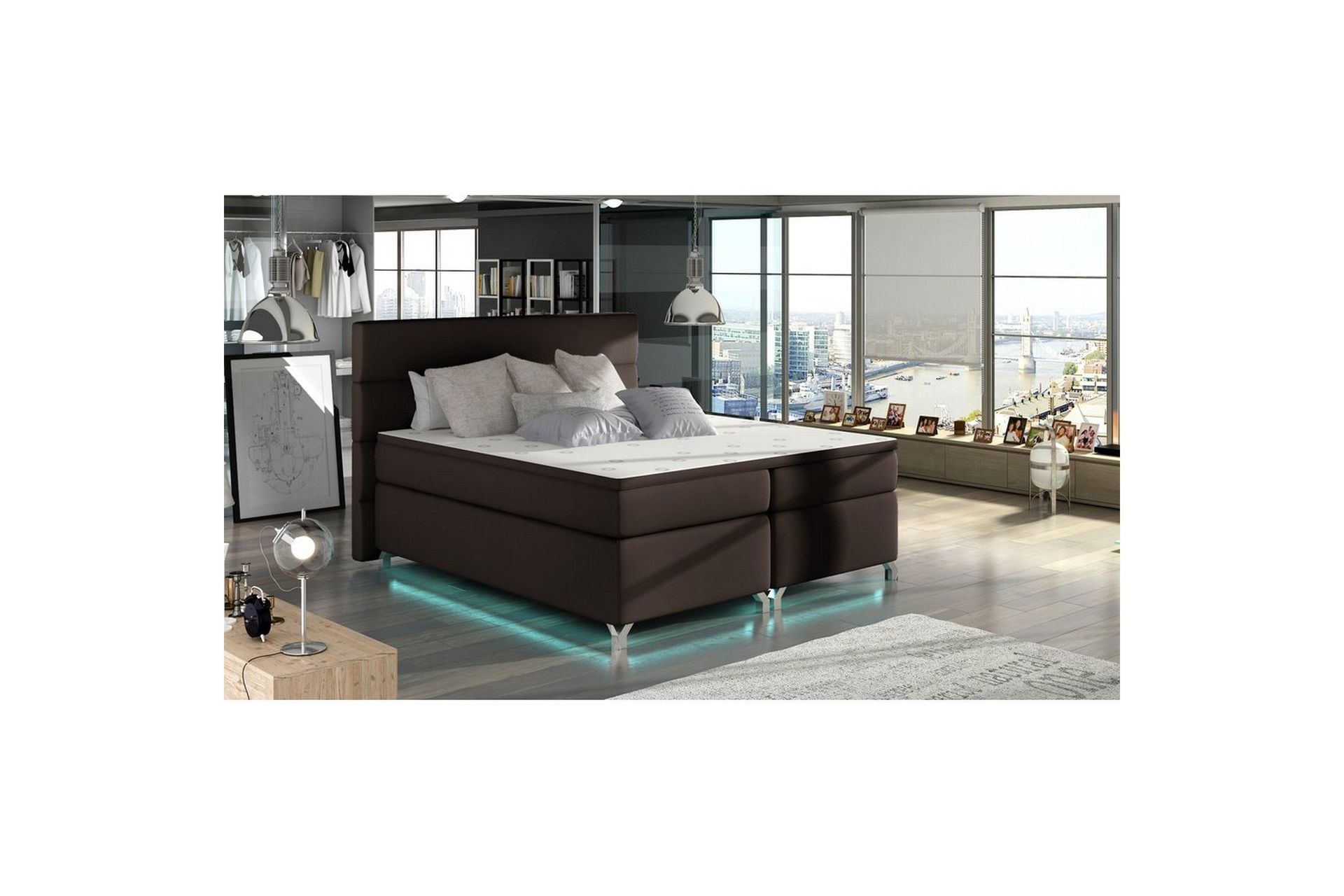 Boxspring Eltap Amadeo med LED - Soft 66, Brun, 160x200 cm
