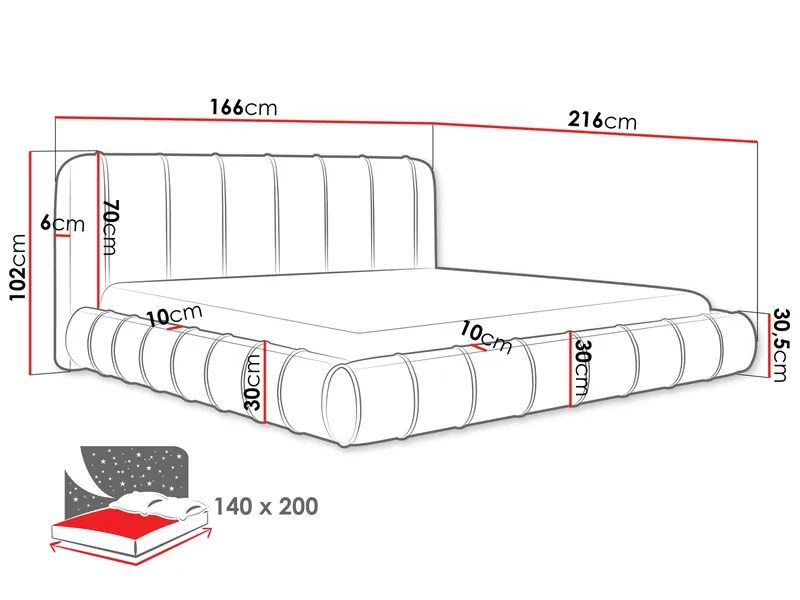 Calrosin Sengeramme 140x200 cm med Oppbevaring - Mørk beige - Møbler - Senger - Sengeramme & sengestamme