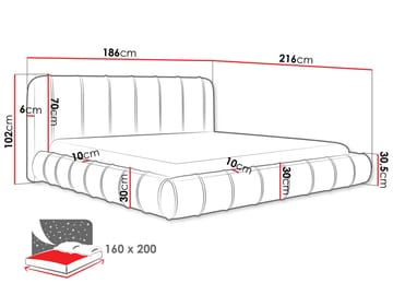 Calrosin Sengeramme 160x200 cm med Oppbevaring - Hvit - Møbler - Senger - Sengeramme & sengestamme