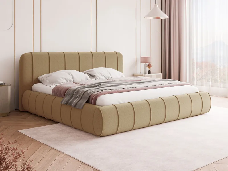 Calrosin Sengeramme 160x200 cm med Oppbevaring - Mørk beige - Møbler - Senger - Sengeramme & sengestamme