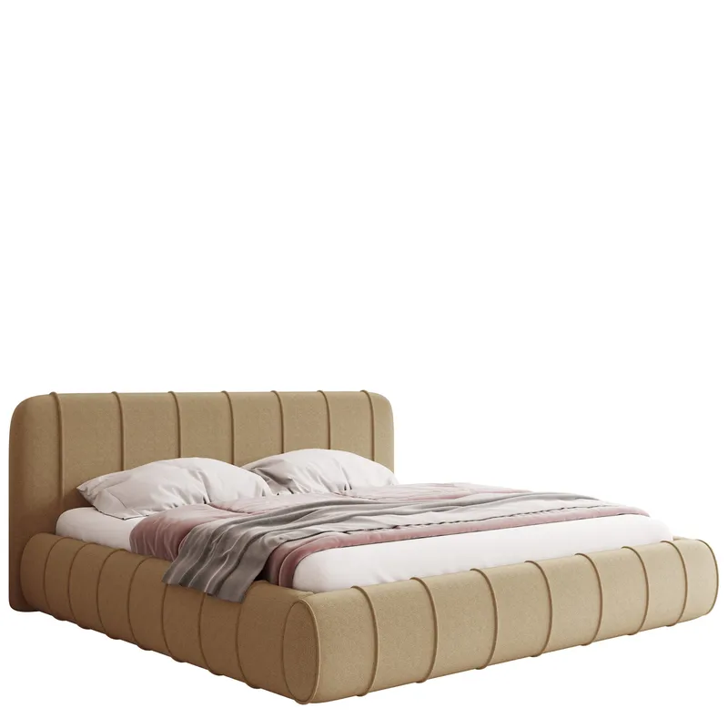 Calrosin Sengeramme 160x200 cm med Oppbevaring, Mørk beige