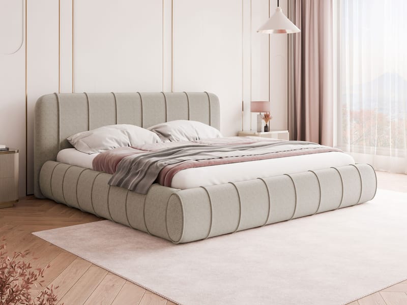 Calrosin Sengeramme 200x200 cm med Oppbevaring - Beige - Møbler - Senger - Sengeramme & sengestamme