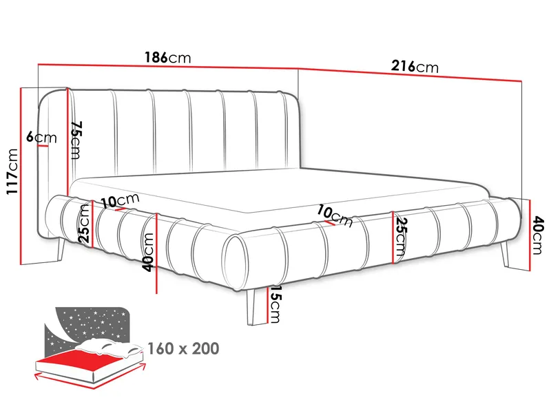 Calrosin Sengeramme med Ben 160x200 cm med Oppbevaring - Beige - Møbler - Senger - Sengeramme & sengestamme