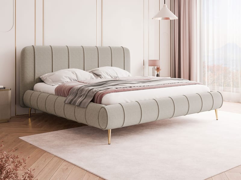 Calrosin Sengeramme med Ben 160x200 cm med Oppbevaring - Beige - Møbler - Senger - Sengeramme & sengestamme