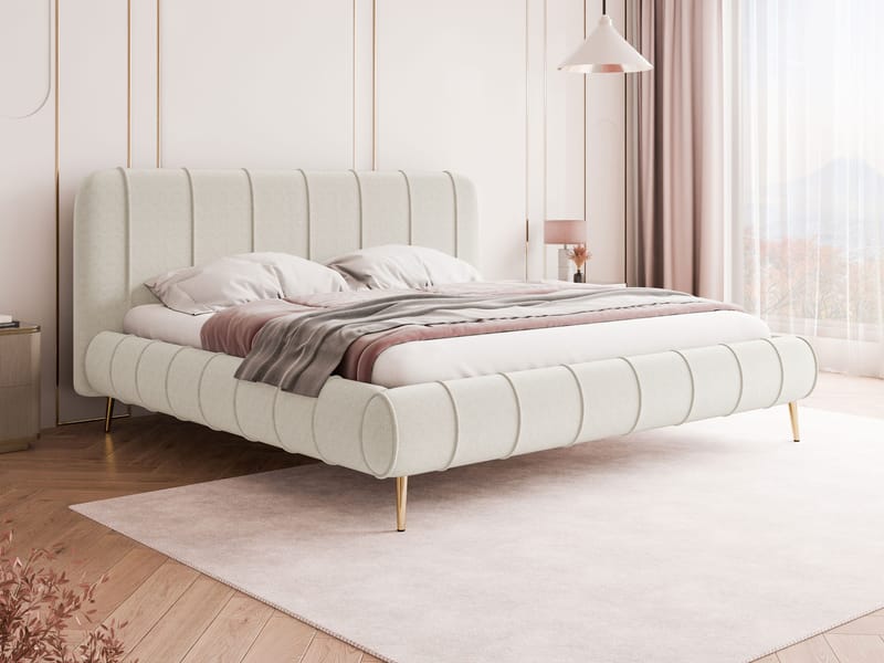 Calrosin Sengeramme med Ben 160x200 cm med Oppbevaring - Hvit - Møbler - Senger - Sengeramme & sengestamme