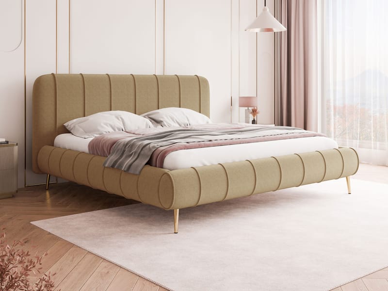 Calrosin Sengeramme med Ben 180x200 cm med Oppbevaring - Mørk beige - Møbler - Senger - Sengeramme & sengestamme