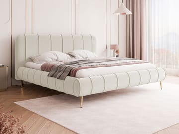 Calrosin Sengeramme med Ben 200x200 cm med Oppbevaring - Hvit - Møbler - Senger - Sengeramme & sengestamme