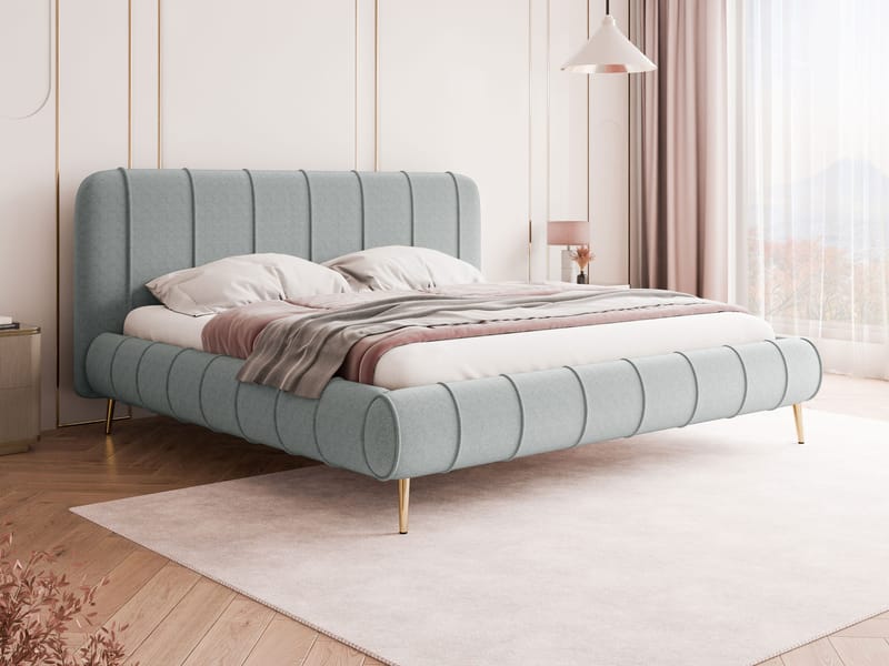 Calrosin Sengeramme med Ben 200x200 cm med Oppbevaring - Lys grå - Møbler - Senger - Sengeramme & sengestamme