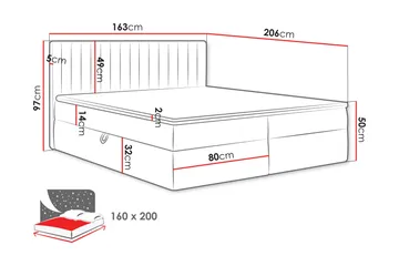 Calrosor Sengepakke Kontinentalseng med Oppbevaring 160x200 cm - Grå - Møbler - Senger - Komplett sengepakke