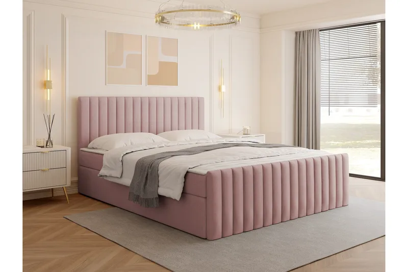 Calrosor Sengepakke Kontinentalseng med Oppbevaring 160x200 cm - Rosa - Møbler - Senger - Komplett sengepakke