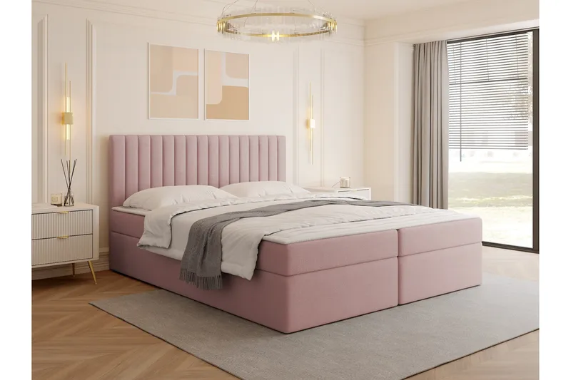 Calrosor Sengepakke Kontinentalseng med Oppbevaring 160x200 cm - Rosa - Møbler - Senger - Komplett sengepakke