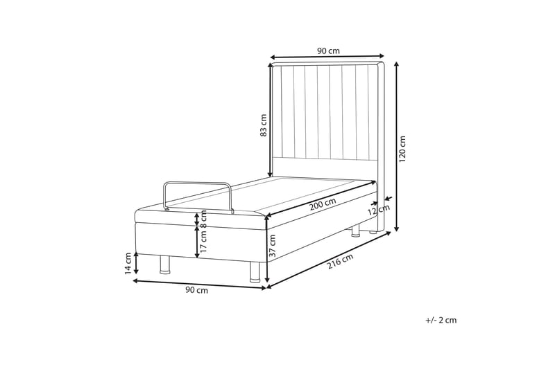 Carleigh Sengramme 90x200 cm - Grå - Møbler - Senger - Enkeltsenger