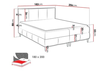 Celestine Oppbevaringsseng 180x200 cm - Grå - Møbler - Senger - Komplett sengepakke