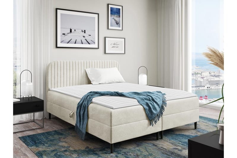 Celestine Oppbevaringsseng 180x200 cm - Hvit - Møbler - Senger - Komplett sengepakke