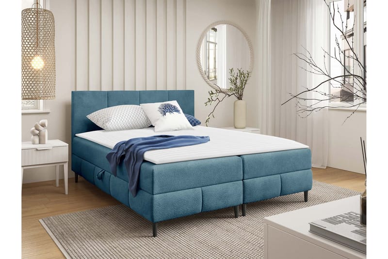 Celestine Oppbevaringsseng 200x200 cm - Beige - Møbler - Senger - Komplett sengepakke