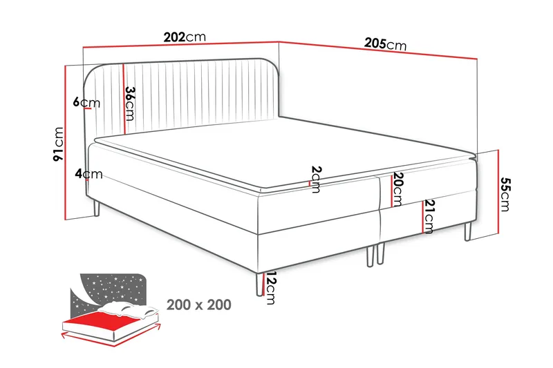 Celestine Oppbevaringsseng 200x200 cm - Svart - Møbler - Senger - Komplett sengepakke