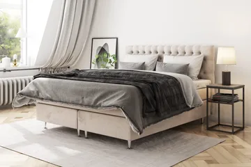 Celine Komplett Sengpakke 140x200 cm - Beige / Fløyel - Møbler - Senger - Kontinentalsenger