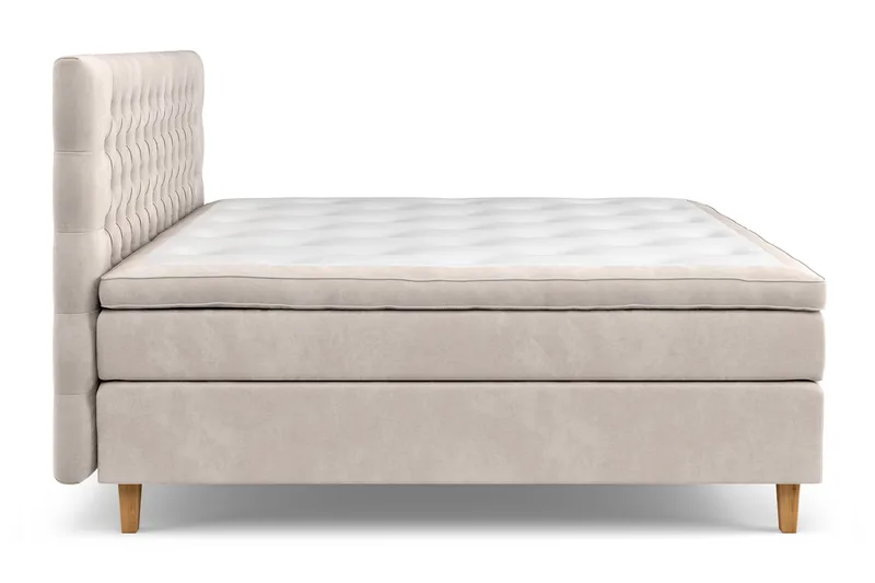 Celine Kontinentalseng 210x210 cm - Beige/Fløyel - Møbler - Senger - Komplett sengepakke