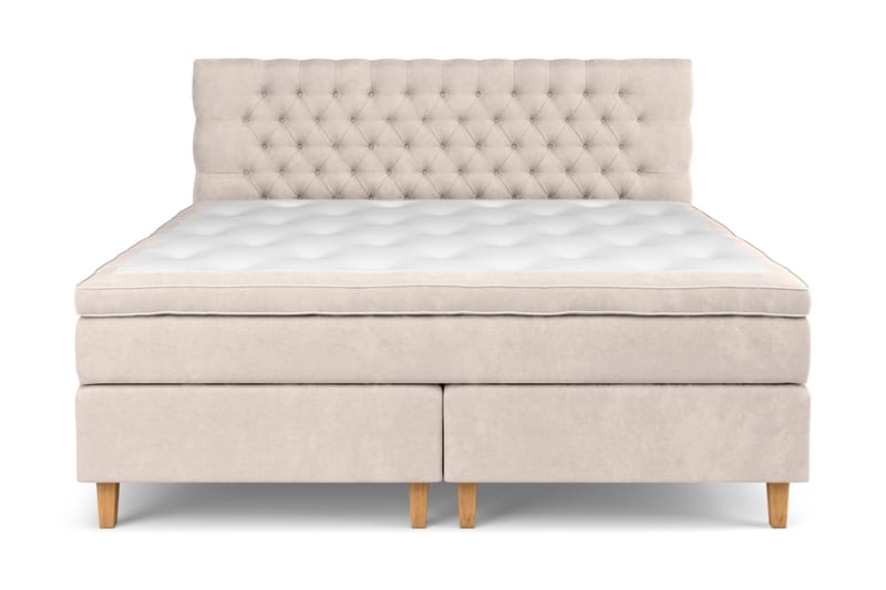 Celine Kontinentalseng 210x210 cm - Beige/Fløyel - Møbler - Senger - Komplett sengepakke