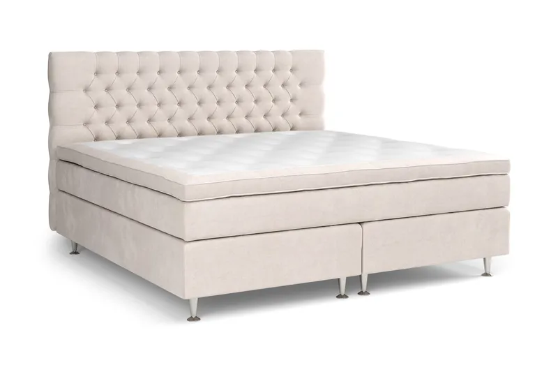 Celine Kontinentalseng 210x210 cm - Beige/Fløyel - Møbler - Senger - Komplett sengepakke