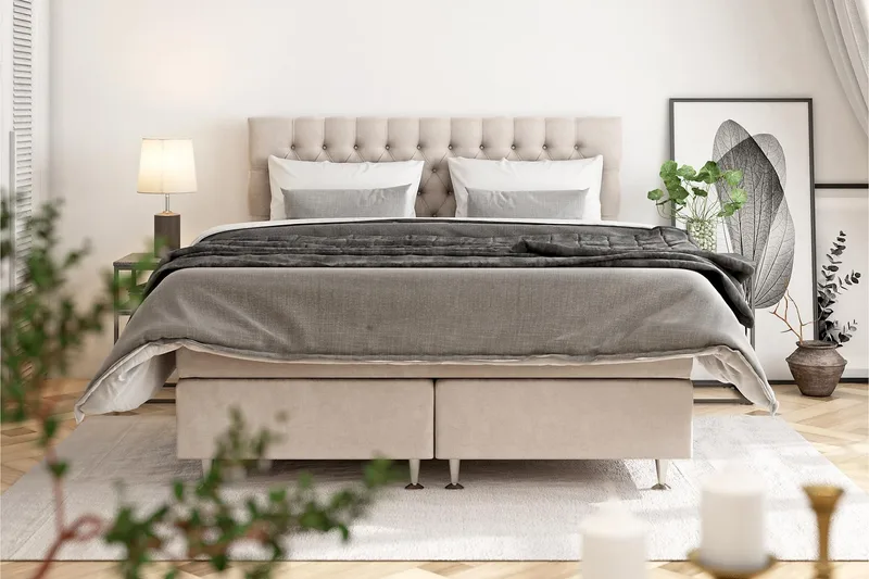 Celine Sengepakke 210x210 cm - Beige - Møbler - Senger - Komplett sengepakke