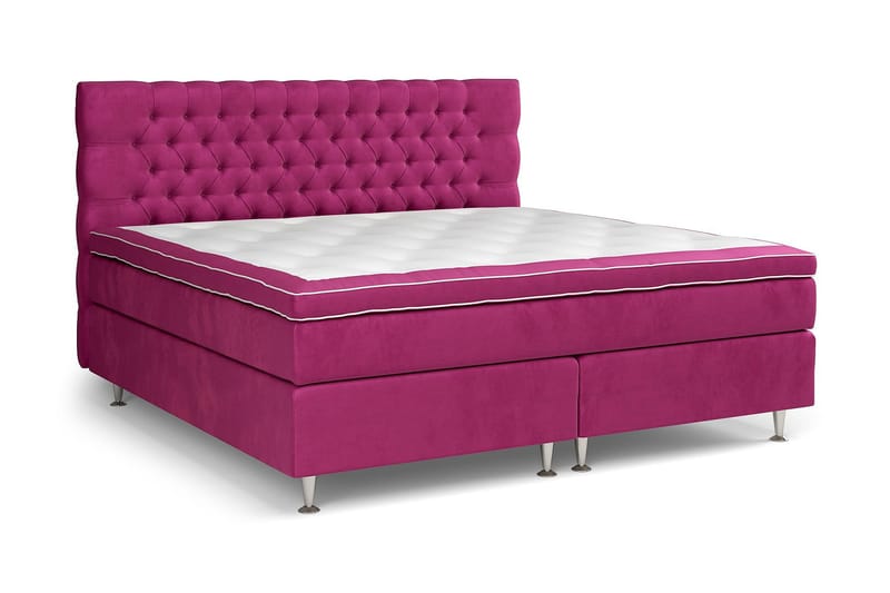 Celine Sengepakke 210x210 cm - Rosa/Fløyel - Møbler - Senger - Komplett sengepakke