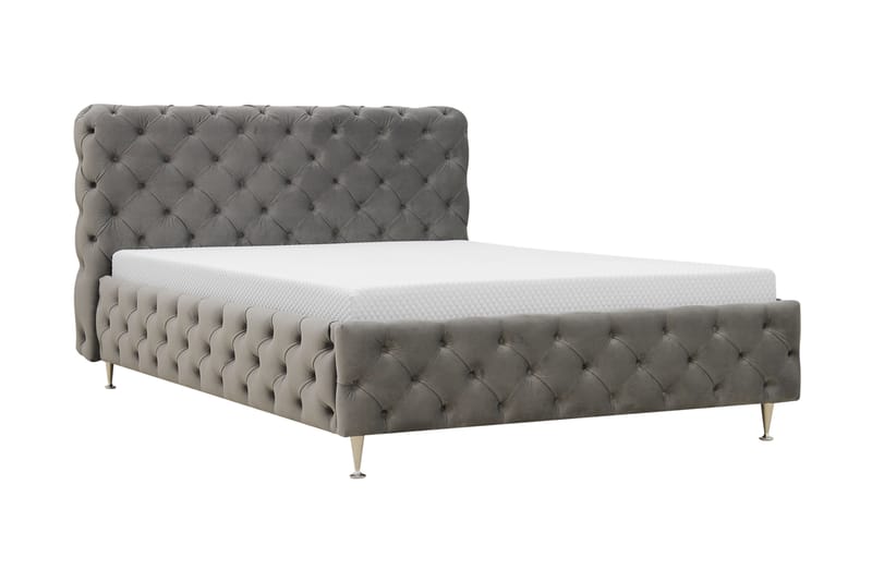 Chesterfield Komplett Sengpakke Sengeramme med Madrass 120x200 cm - Grå - Møbler - Senger - Komplett sengepakke