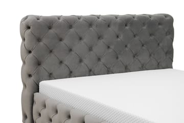 Chesterfield Komplett Sengpakke Sengeramme med Madrass 140x200 cm - Grå - Møbler - Senger - Komplett sengepakke