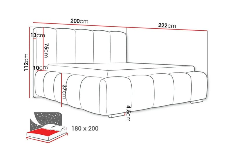 Cleaton sengeramme 160x200 cm med oppbevaring HVILA skummadrass og overmadrass i polyeterskum vendbar sommer- og vinterside og vaskbart trekk - Beige/hvit - Møbler - Senger - Komplett sengepakke