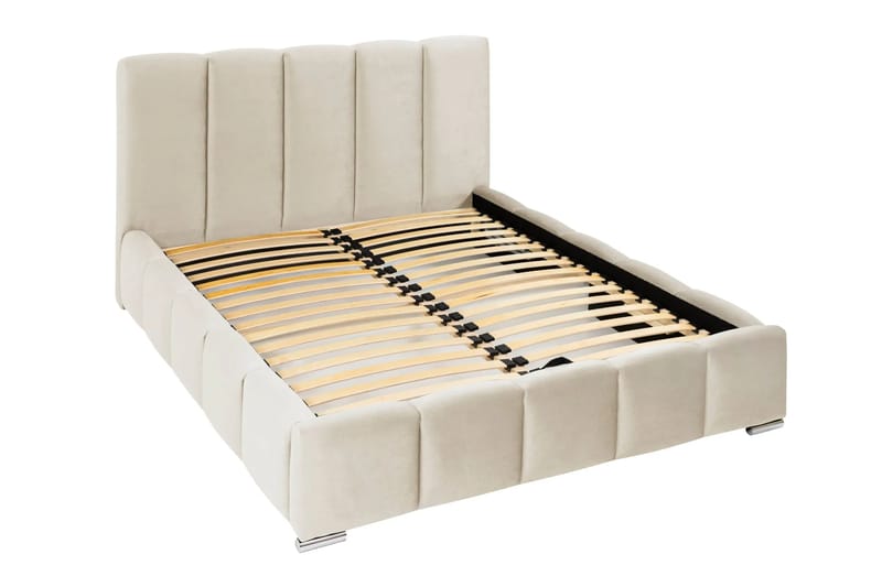 Cleaton sengeramme 160x200 cm med oppbevaring HVILA skummadrass og overmadrass i polyeterskum vendbar sommer- og vinterside og vaskbart trekk - Beige/hvit - Møbler - Senger - Komplett sengepakke