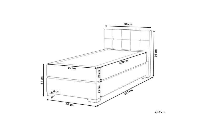 Denae Kontinentalseng 90x200 cm - Grå/Sølv - Møbler - Senger - Enkeltsenger