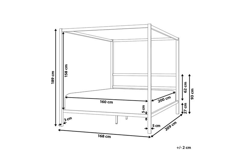 Denaya Himmelsseng 160x200 cm - Hvit - Møbler - Senger - Himmelseng