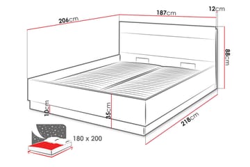 Dentro Seng 218x187x88 cm - Beige / Hvit - Møbler - Senger - Sengeramme & sengestamme