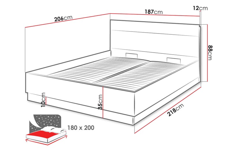 Dentro Seng 218x187x88 cm - Beige / Hvit - Møbler - Senger - Sengeramme & sengestamme