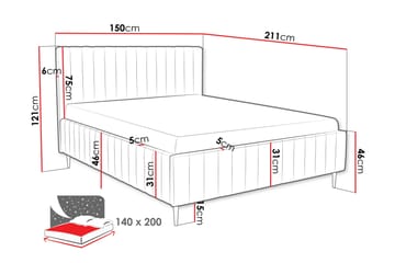 Desio Oppbevaringsseng 140x200 cm - Beige - Møbler - Senger - Sengeramme & sengestamme