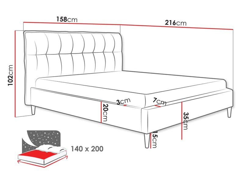 Deyros sengeramme 140x200 cm - grå - Møbler - Senger - Sengeramme & sengestamme