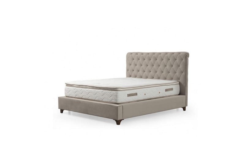 Dobbel madrass, base og hodegjerde Deluxe Sett Beige (140 x 200 cm) - Beige - Møbler - Senger - Komplett sengepakke