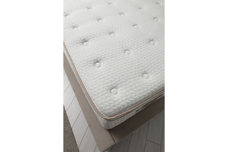 Dobbel madrass, base og hodegjerde Deluxe Sett Beige (140 x 200 cm) - Beige - Møbler - Senger - Komplett sengepakke