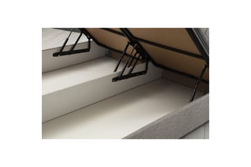Dobbel madrass, base og hodegjerde Sonyi Sett Lys Grå - 150 x 114 x 200 cm - Møbler - Senger - Komplett sengepakke