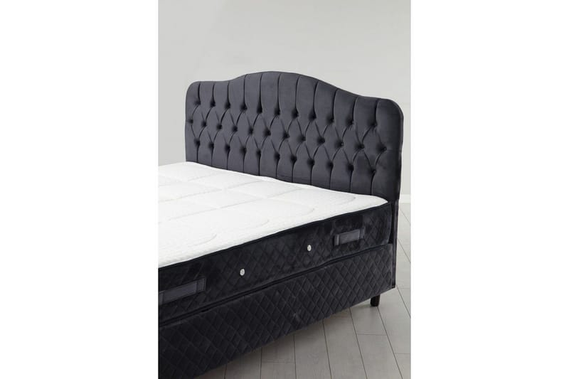 Dobbel madrass, base og hodegjerde Subato Set (140 x 125 x 200 cm) Antrasitt - Antrasitt - Møbler - Senger - Komplett sengepakke