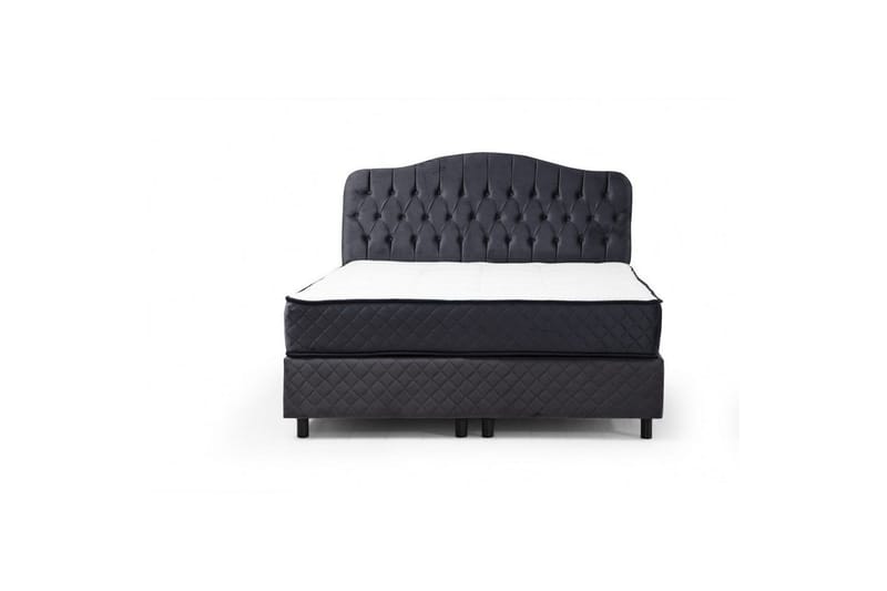 Dobbel madrass, base og hodegjerde Subato Set (140 x 125 x 200 cm) Antrasitt - Antrasitt - Møbler - Senger - Komplett sengepakke