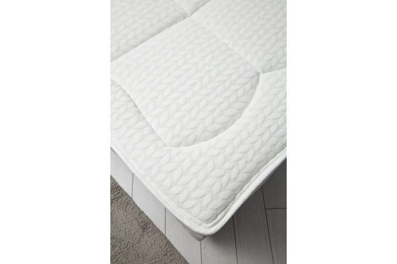 Dobbel madrass, base og hodegjerde Subato-sett Grå - 140 x 125 x 200 cm - Møbler - Senger - Komplett sengepakke