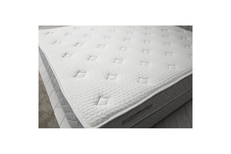 Dobbel madrass, base og hodegjerde Subato-sett Grå - 160 x 125 x 200 cm - Møbler - Senger - Komplett sengepakke