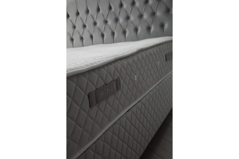 Dobbel madrass, base og hodegjerde Subato-sett Grå - 160 x 125 x 200 cm - Møbler - Senger - Komplett sengepakke