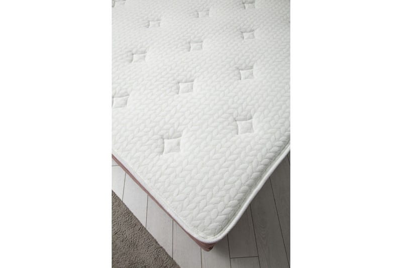 Dobbel madrass, base og hodegjerde Subato-sett Støvrosa - 160 x 125 x 200 cm - Møbler - Senger - Komplett sengepakke