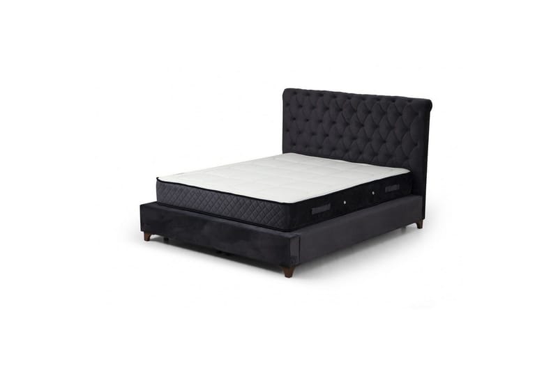 Dobbel madrass, base og hodegjerde Subra-sett (160 x 200 cm) Antrasitt, Antrasitt